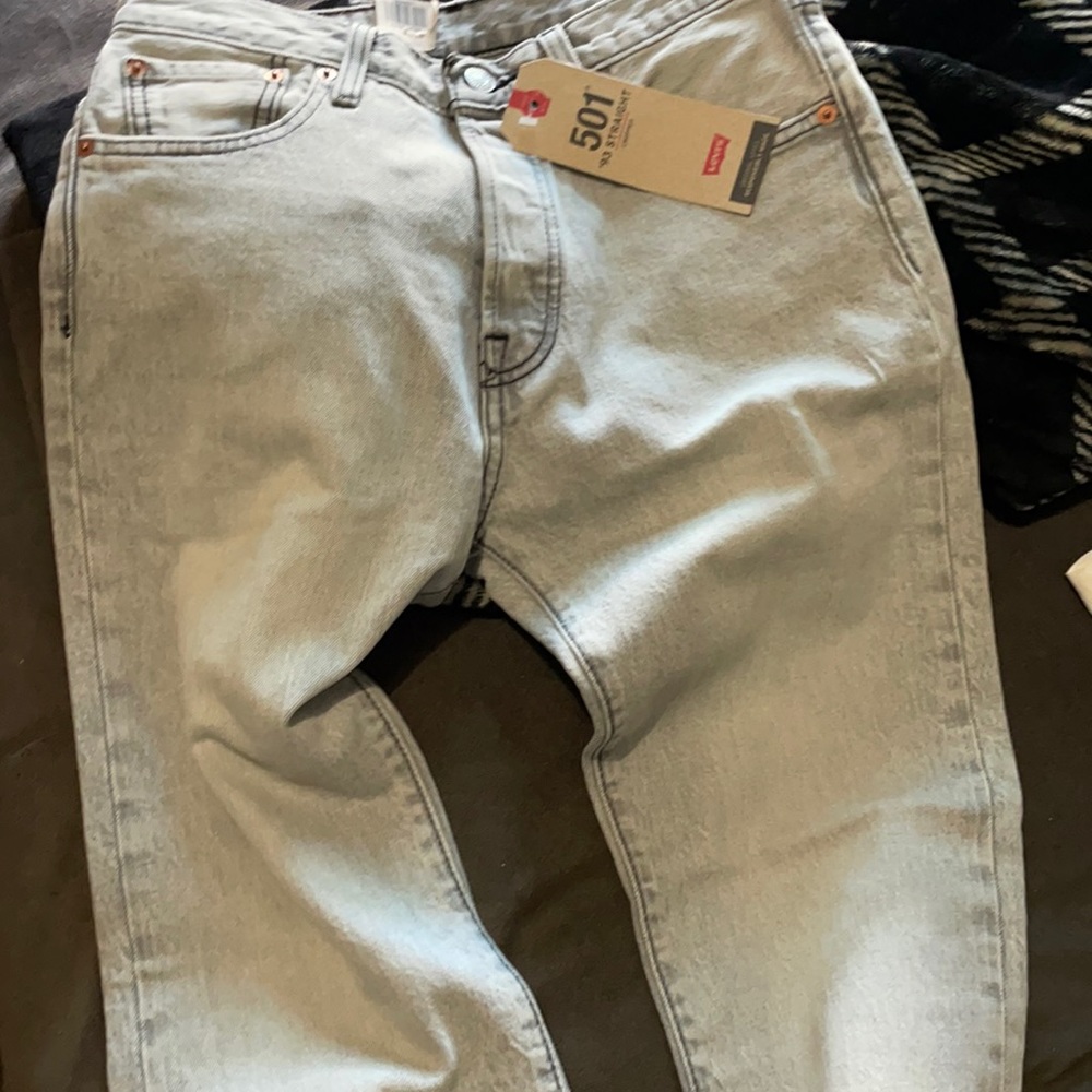 Grey Levi’s 501 straight cut